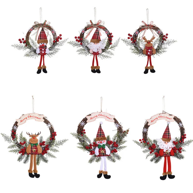 Hanging Wreath Santa & Holly Artificial Pine
