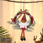 Hanging Wreath Santa & Holly Artificial Pine