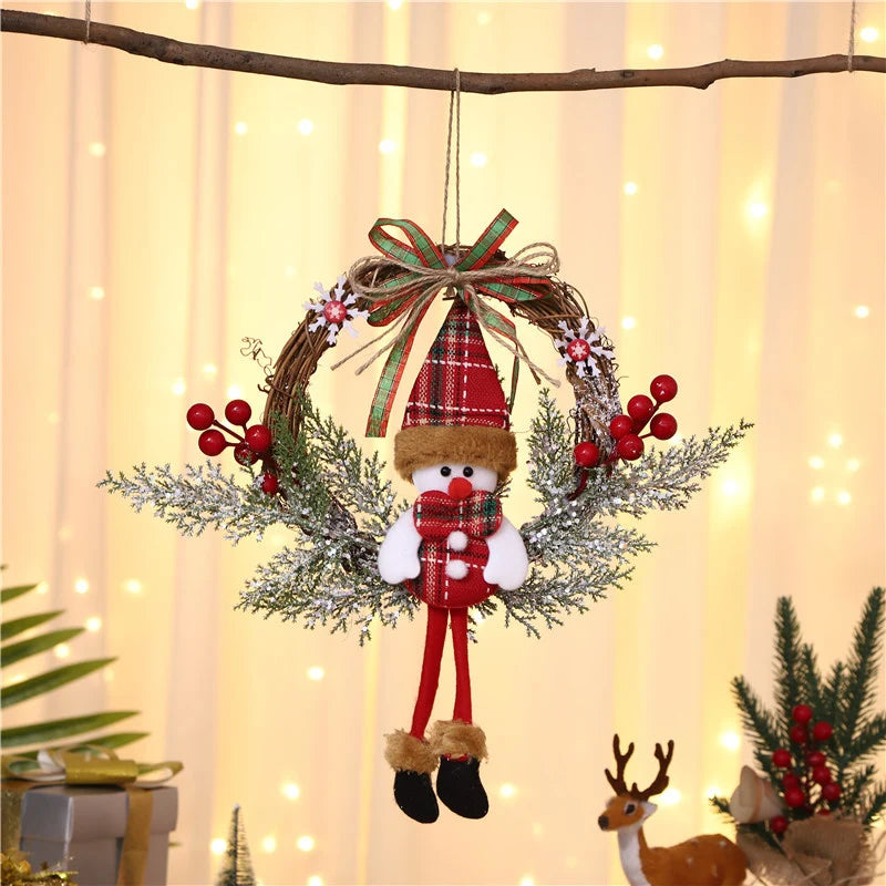 Hanging Wreath Santa & Holly Artificial Pine