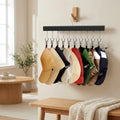 Hat Organizer Wooden Wall-Mounted 12 Stainless Steel Clips