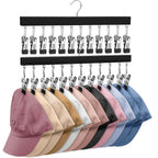 Hat Organizer Wooden Wall-Mounted 12 Stainless Steel Clips