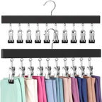 Hat Organizer Wooden Wall-Mounted 12 Stainless Steel Clips