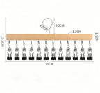 Hat Organizer Wooden Wall-Mounted 12 Stainless Steel Clips