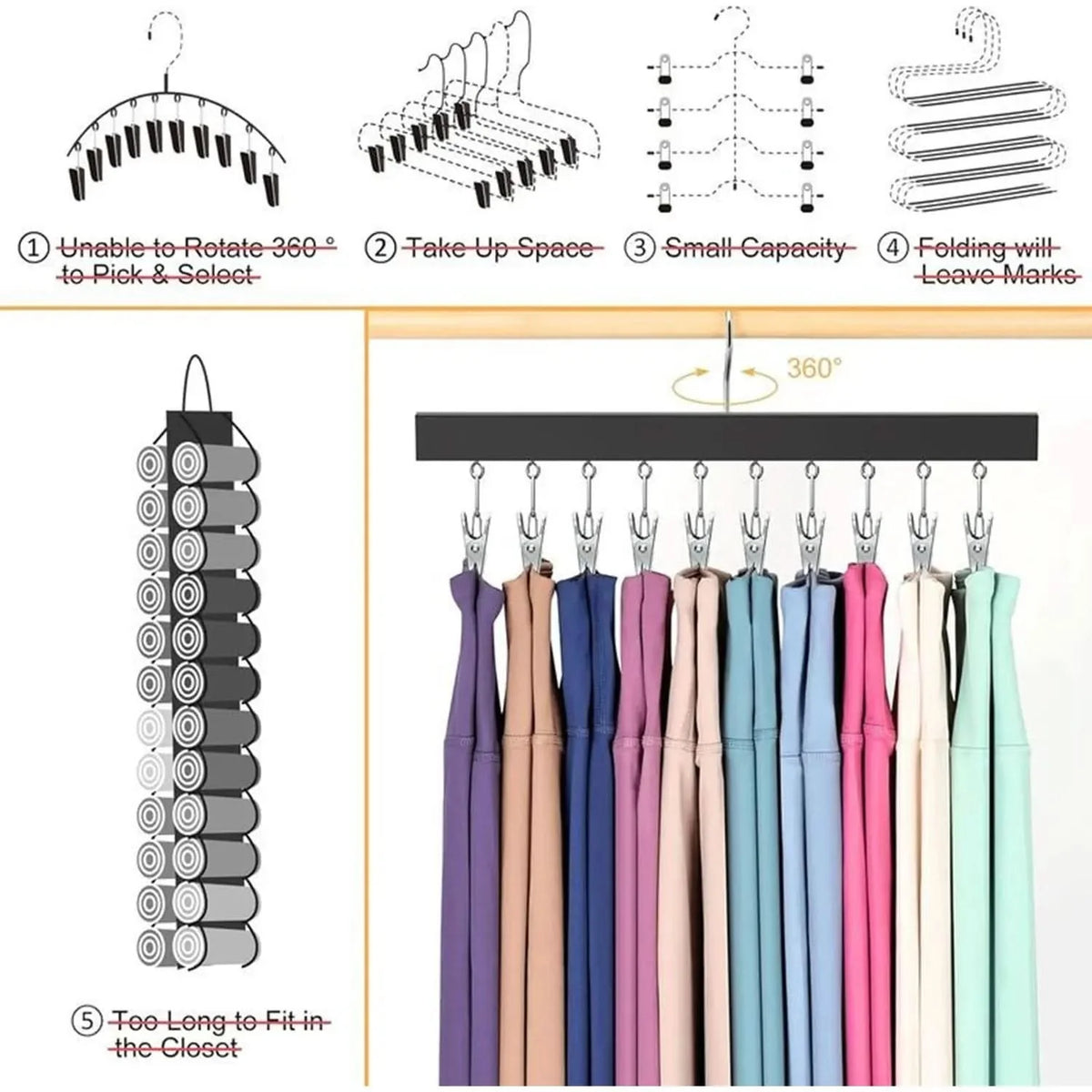 Hat Organizer Wooden Wall-Mounted 12 Stainless Steel Clips