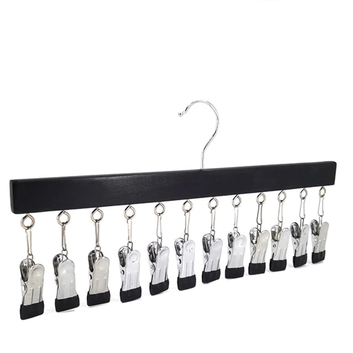 Hat Organizer Wooden Wall-Mounted 12 Stainless Steel Clips