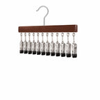 Hat Organizer Wooden Wall-Mounted 12 Stainless Steel Clips