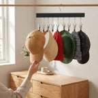 Hat Organizer Wooden Wall-Mounted 12 Stainless Steel Clips