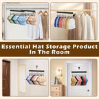 Hat Organizer Wooden Wall-Mounted 12 Stainless Steel Clips