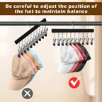 Hat Organizer Wooden Wall-Mounted 12 Stainless Steel Clips