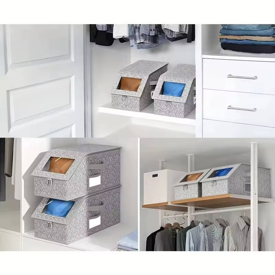 Hat Storage Boxes Holds 24 Hats Stackable Clear PVC Window