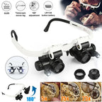 Head Magnifier Interchangeable Lenses 10X-25X Dual LED