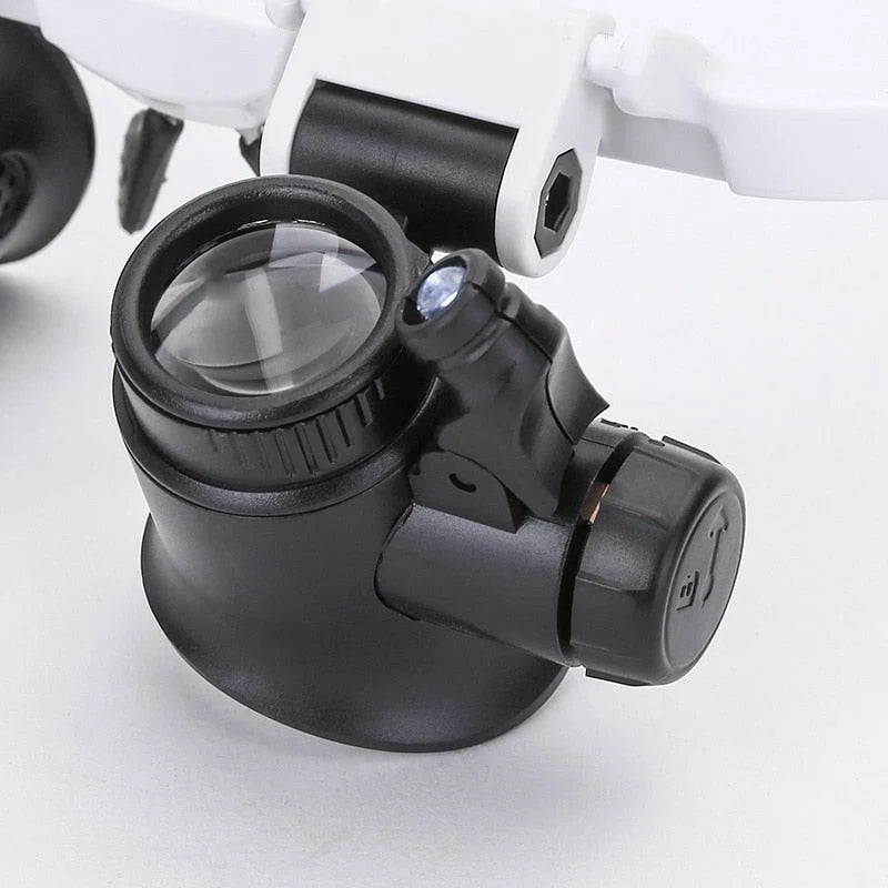 Head-Mounted Magnifying Glasses LED Light & 3 Magnification Settings