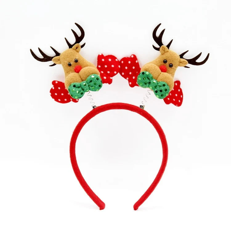 Headband Christmas Santa Figurines & Sparkling Bows