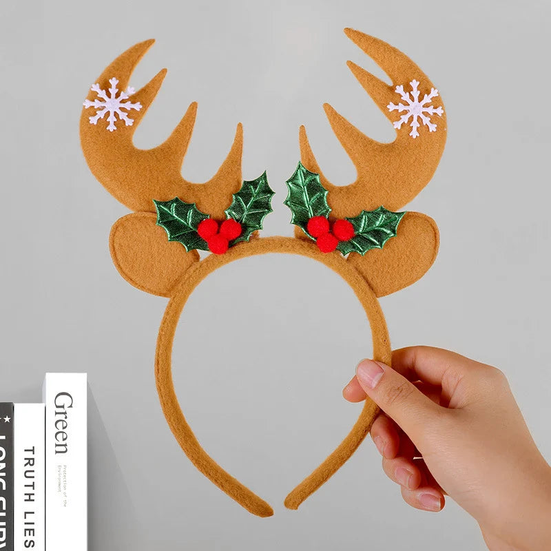 Headband Reindeer Antlers Soft Felt & Flexible Fit