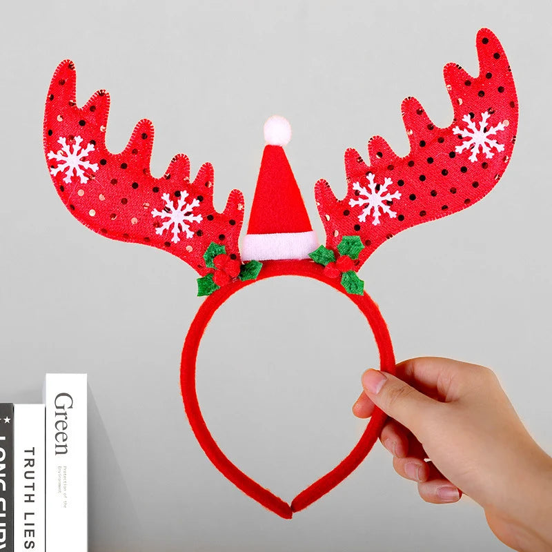 Headband Reindeer Antlers Soft Felt & Flexible Fit