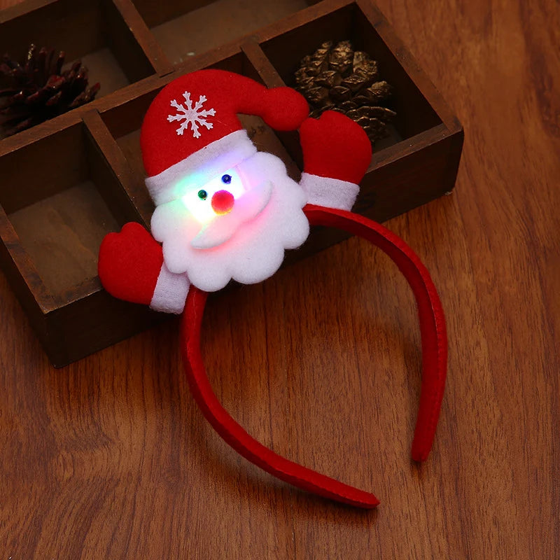 Headband Santa Light-Up LED Soft Fabric Elastic Fit