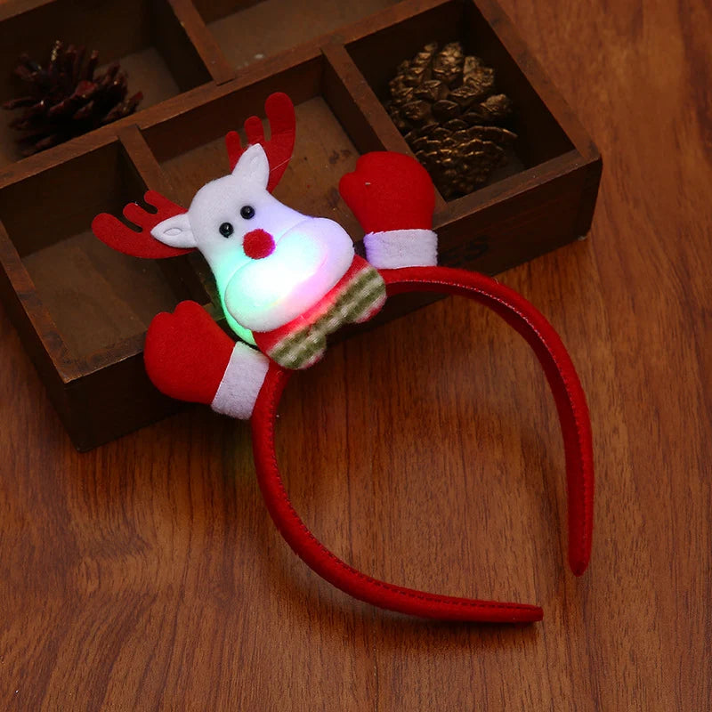 Headband Santa Light-Up LED Soft Fabric Elastic Fit