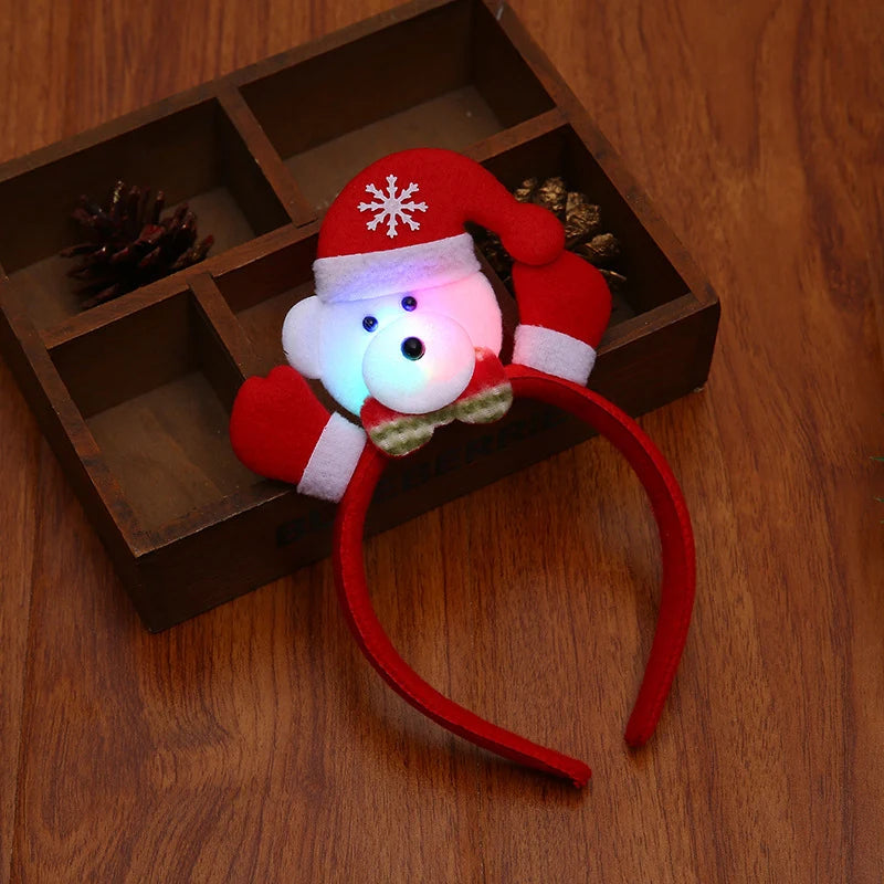 Headband Santa Light-Up LED Soft Fabric Elastic Fit