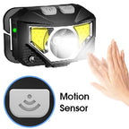 Headlamp 1200 Lumens Motion Sensor & Rechargeable