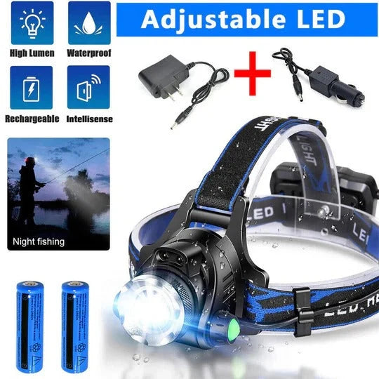 Headlamp Rechargeable Adjustable Zoom Beam & Multiple Modes