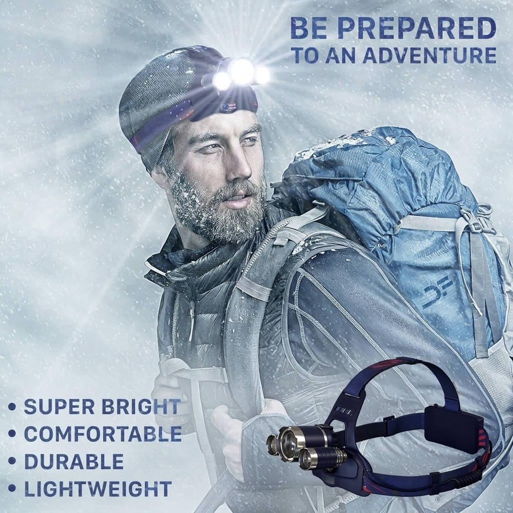 Headlamp USB Rechargeable 1080 Lumens & Red Light