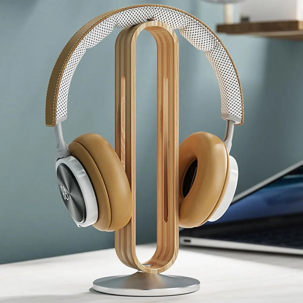 Headphone Stand Wood & Metal Secure Hold
