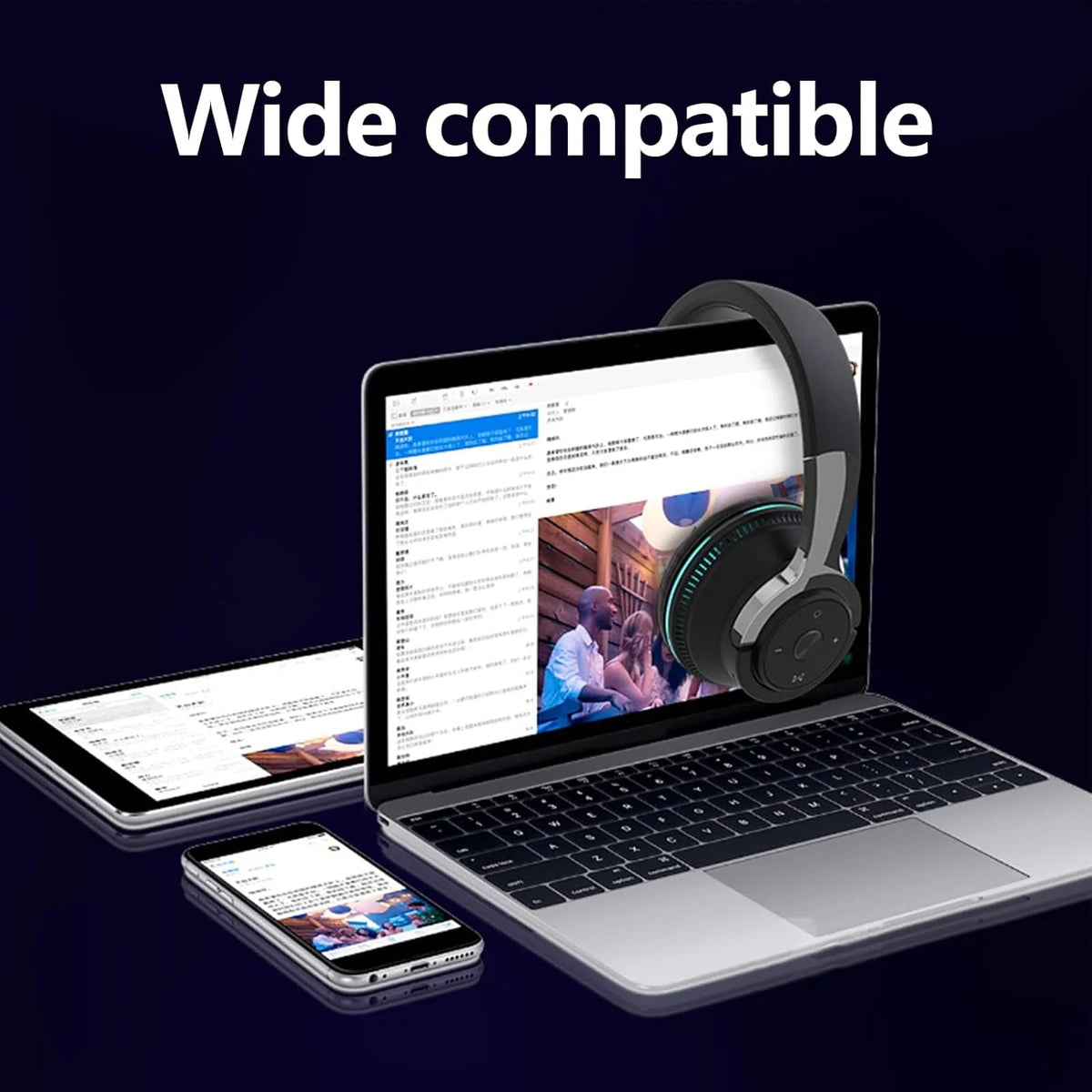 Headset Foldable Wireless Stereo RGB Lights 24-Hour Battery