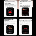 Health Smartwatch Non-Invasive Glucose & Heart Rate 7-Day Battery
