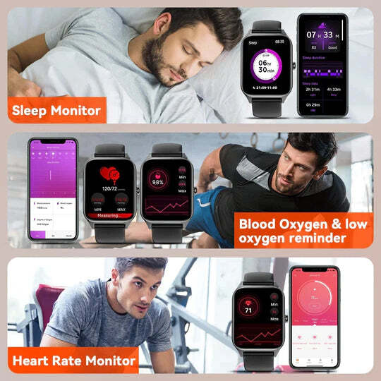 Health Smartwatch Non-Invasive Glucose & Heart Rate 7-Day Battery