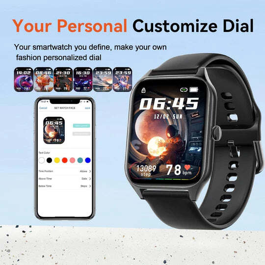 Health Smartwatch Non-Invasive Glucose & Heart Rate 7-Day Battery