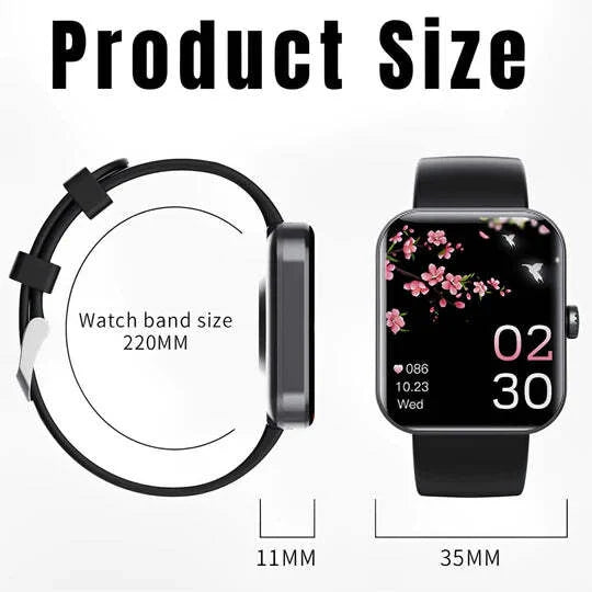 Health Smartwatch Non-Invasive Glucose & Heart Rate 7-Day Battery