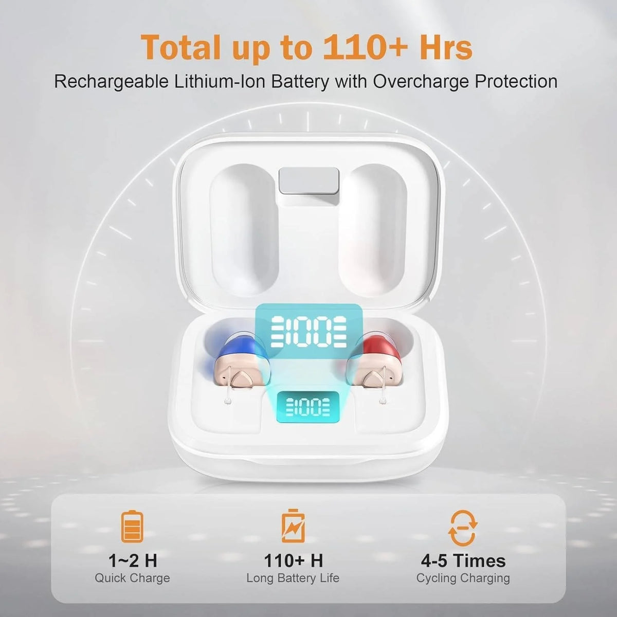 Hearing Aid Rechargeable Invisible Deep-Fit 16-Hour Battery