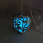 Heart Necklace Glow-In-The-Dark Stainless Steel & Adjustable Chain