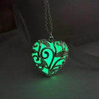 Heart Necklace Glow-In-The-Dark Stainless Steel & Adjustable Chain