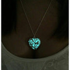 Heart Necklace Glow-In-The-Dark Stainless Steel & Adjustable Chain