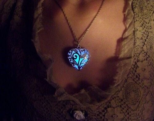 Heart Necklace Glow-In-The-Dark Stainless Steel & Adjustable Chain