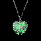Heart Necklace Glow-In-The-Dark Stainless Steel & Adjustable Chain