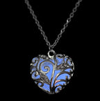 Heart Necklace Glow-In-The-Dark Stainless Steel & Adjustable Chain