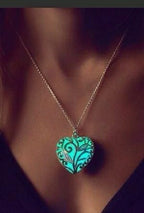 Heart Necklace Glow-In-The-Dark Stainless Steel & Adjustable Chain