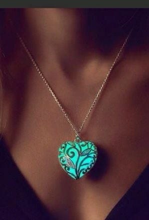 Heart Necklace Glow-In-The-Dark Stainless Steel & Adjustable Chain
