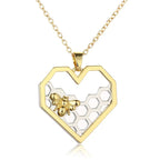 Heart Necklace Honeycomb Pendant Gold & Silver