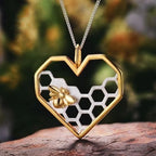 Heart Necklace Honeycomb Pendant Gold & Silver