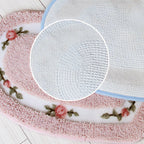 Heart-Shaped Tufted Floral Microfiber Bath Mat (Non-Slip Base)