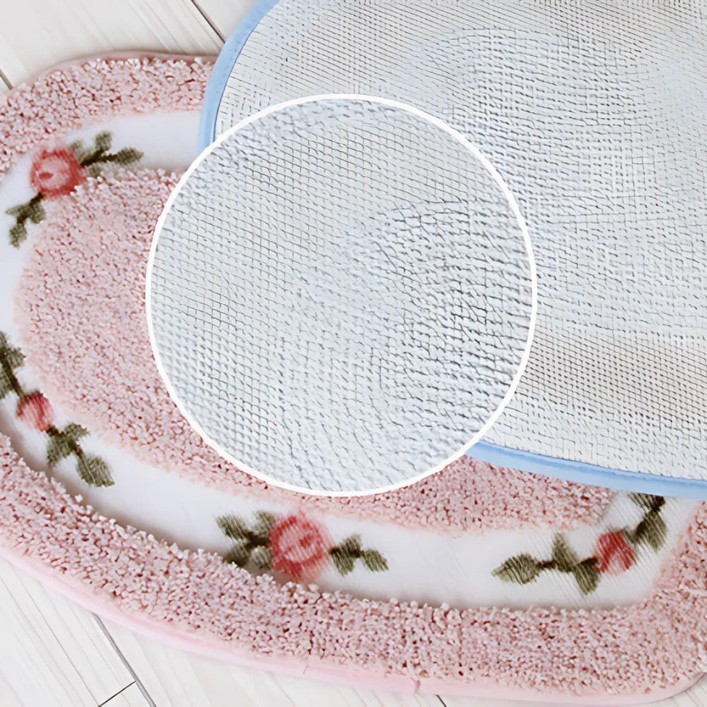 Heart-Shaped Tufted Floral Microfiber Bath Mat (Non-Slip Base)