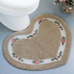 Heart-Shaped Tufted Floral Microfiber Bath Mat (Non-Slip Base)