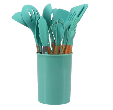 Heat-Resistant Silicone & Bamboo Cooking Utensil Set (12-Piece)