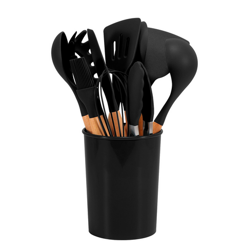 Heat-Resistant Silicone & Bamboo Cooking Utensil Set (12-Piece)