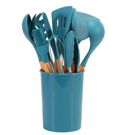 Heat-Resistant Silicone & Bamboo Cooking Utensil Set (12-Piece)