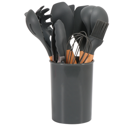 Heat-Resistant Silicone & Bamboo Cooking Utensil Set (12-Piece)