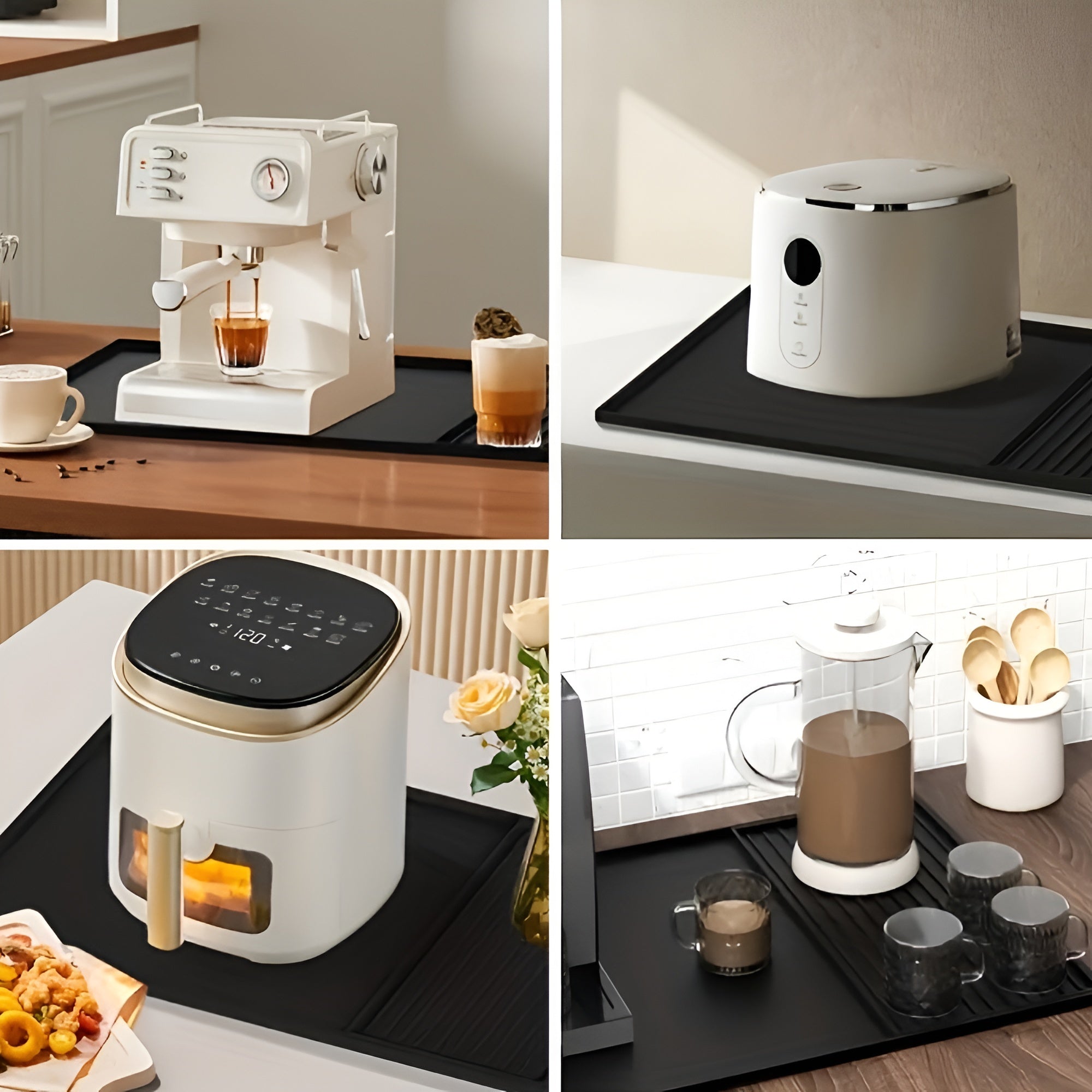 Heat-Resistant Silicone Coffee Bar Mat With Drainage